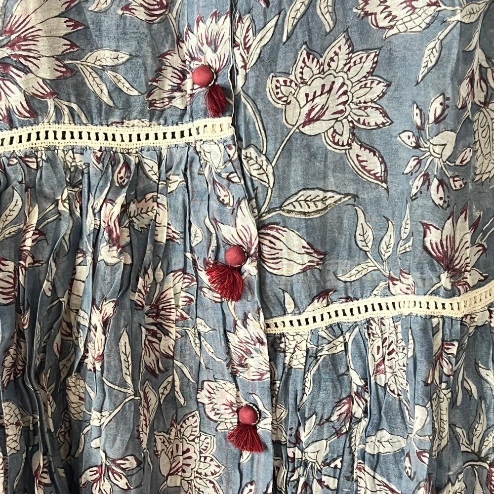 Kaarah by Kaavya Bhandari Block Printed Floral Chanderi Blouse Size Medium NWT - Picture 5 of 7